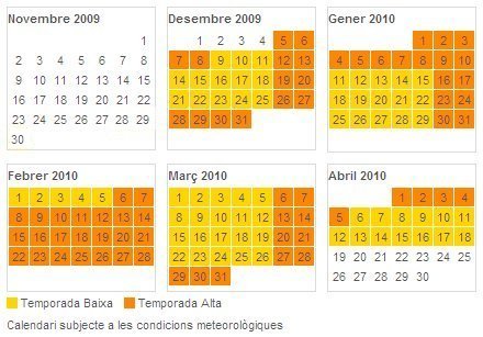 Calendario Vallnord 2008-2009 - Calendrier Vallnord 2008-2009