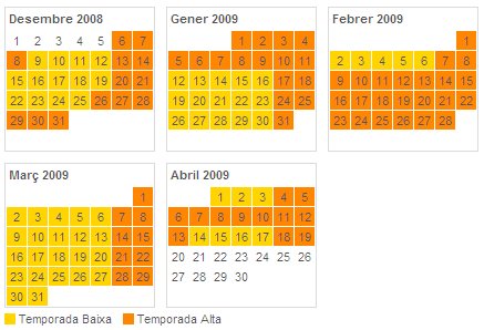 Calendario Vallnord 2008-2009 - Calendrier Vallnord 2008-2009